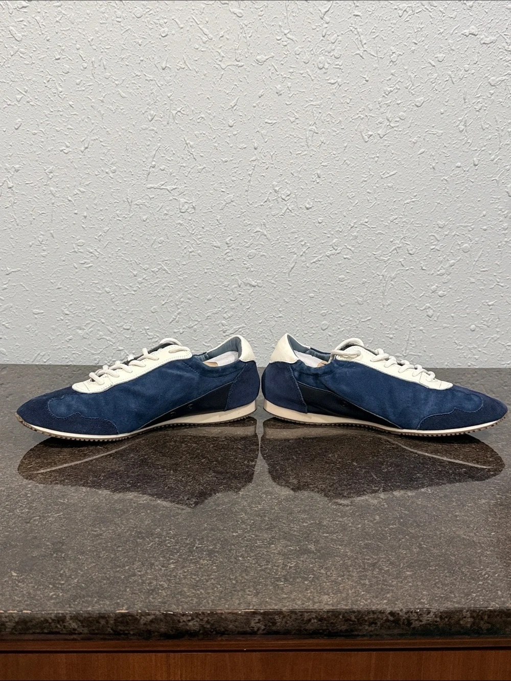 Tory Burch Women's Navy Blue Suede Ballet Sneakers Size 7.5 Coastal Nautical